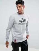 Alpha Industries Logo Crew Sweatshirt In Gray Marl - Gray