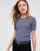 Brave Soul Rib T-shirt - Denim