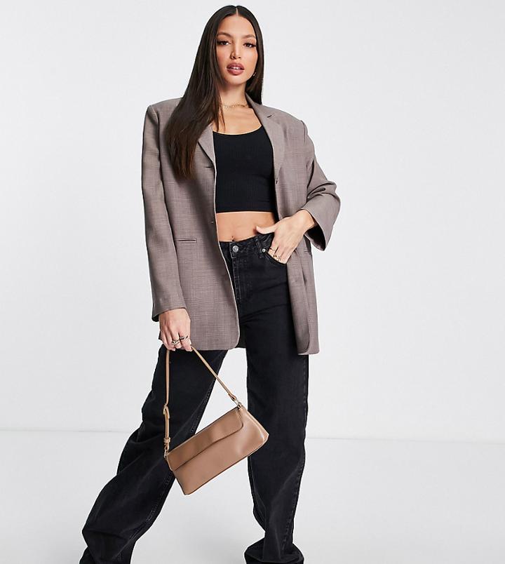 Asos Design Tall Mansy Blazer In Brown