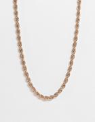 Asos Design Necklace In Rope Chain In Gold Tone