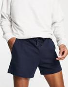 Asos Design Relaxed Jersey Shorts In Navy