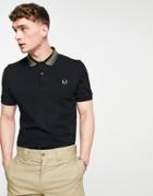 Fred Perry Stripe Collar Polo Shirt In Black