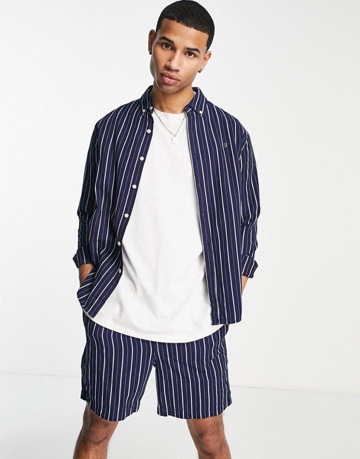 Farah Brewer Indigo Stripe Shirt In Navy