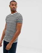 Asos Design Organic Cotton Stripe T-shirt In Black And White - Multi