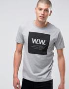 Wood Wood Large Box Logo T-shirt Exclusive - Gray