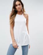 Asos Cami With Skinny Straps And Swing Hem - White