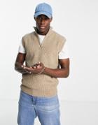 Jack & Jones Ribbed Knit Tank Top In Beige Melange-neutral