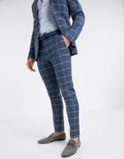 Asos Design Super Skinny Suit Pants In Light Blue Windowpane Check-blues