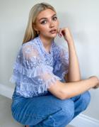 Needle & Thread Aurelia Embellished Top In Dusty Blue - Part Of A Set-blues
