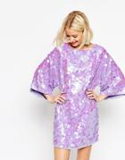Asos Sequin Kimono Mini Dress - Lilac
