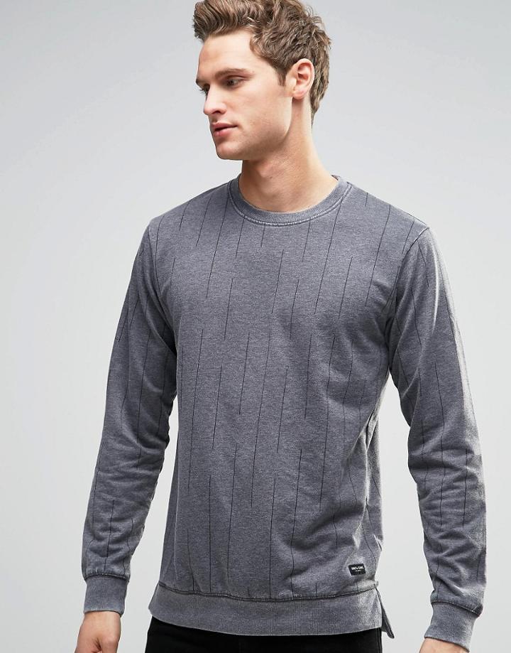 Only And Sons Striped Sweat With Dropped Hem - Light Gray Marl