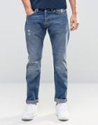 Edwin Ed-55 Tapered Jeans With Distressing - Blue