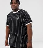 Duke King Size Curved Hem T-shirt In Vertical Black Stripe - Black