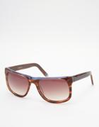 Consortium Retro Sunglasses In Brown Tort - Brown