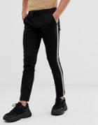 River Island Sweatpants With Monogram Taping In Black