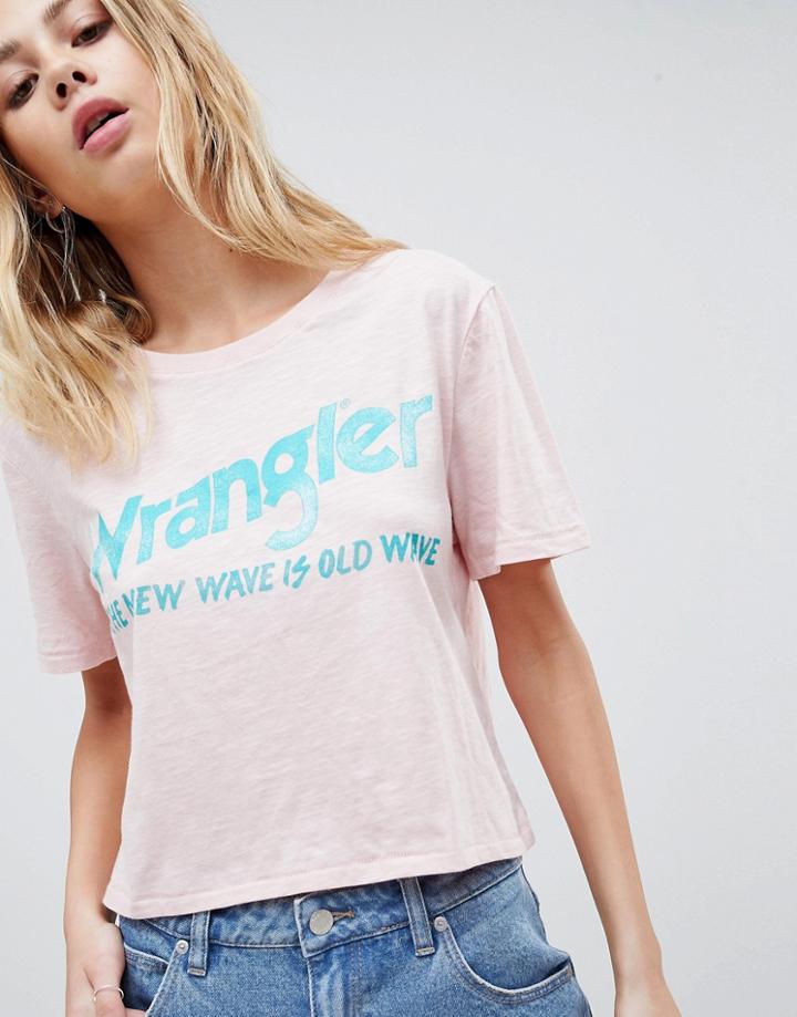 Wrangler Vintage Logo Cropped T Shirt - Pink