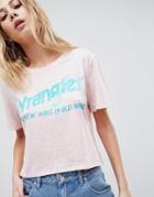 Wrangler Vintage Logo Cropped T Shirt - Pink