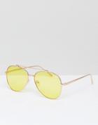 Skinnydip Yellow Lens Aviator Sunglasses - Yellow