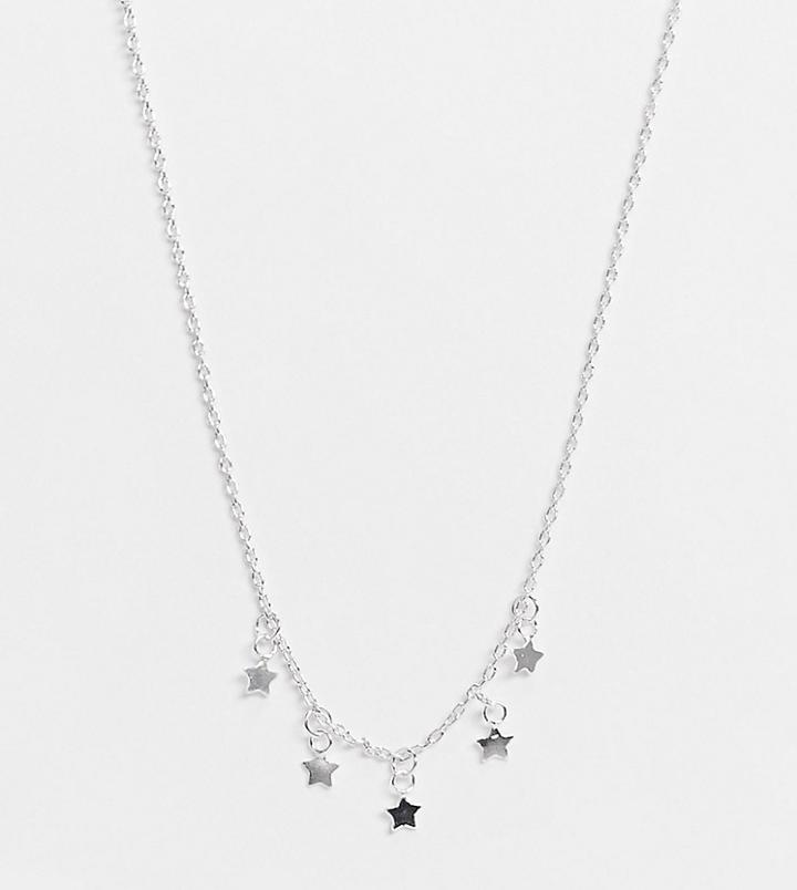 Kingsley Ryan Curve Choker Necklace With Star Pendants In Sterling Silver