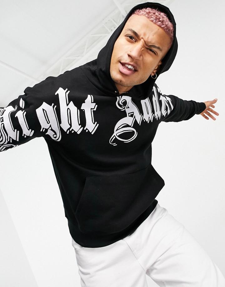 Night Addict Logo Printed Hoodie In Black