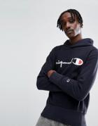 Champion Reverse Out Hoodie With Script Logo - Navy