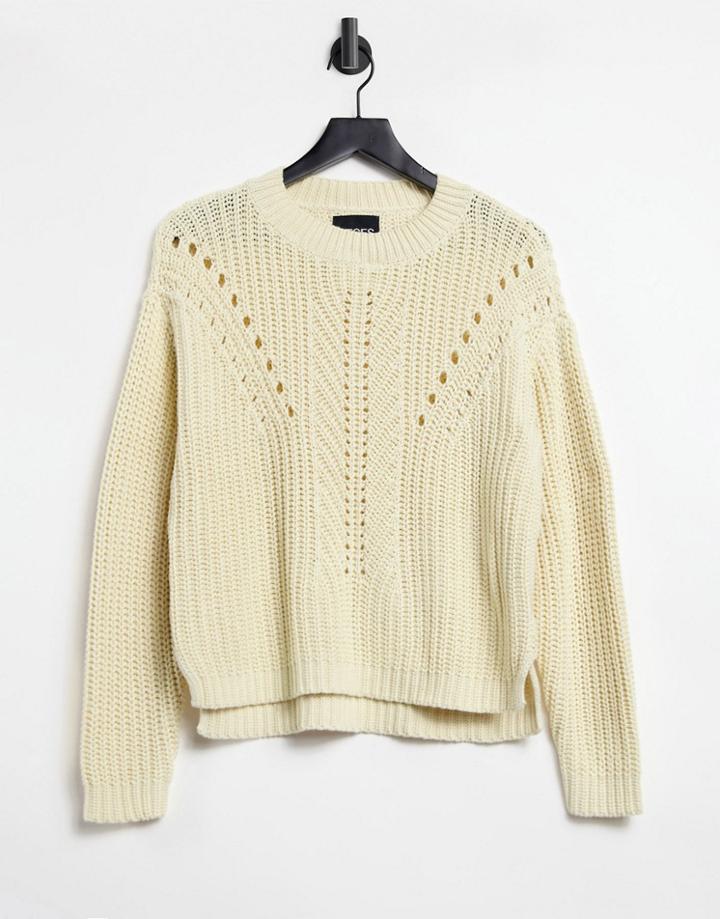 Pieces Sweater With Textured Knit In Cream-white