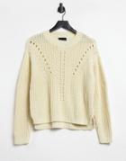 Pieces Sweater With Textured Knit In Cream-white