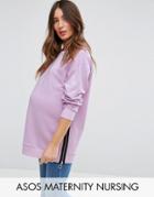 Asos Maternity Nursing Side Zip Sweat - Purple