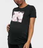 New Look Maternity Roses Motif Tee In Black