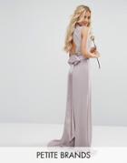 Tfnc Petite Wedding High Neck Maxi Dress With Bow Back - Gray