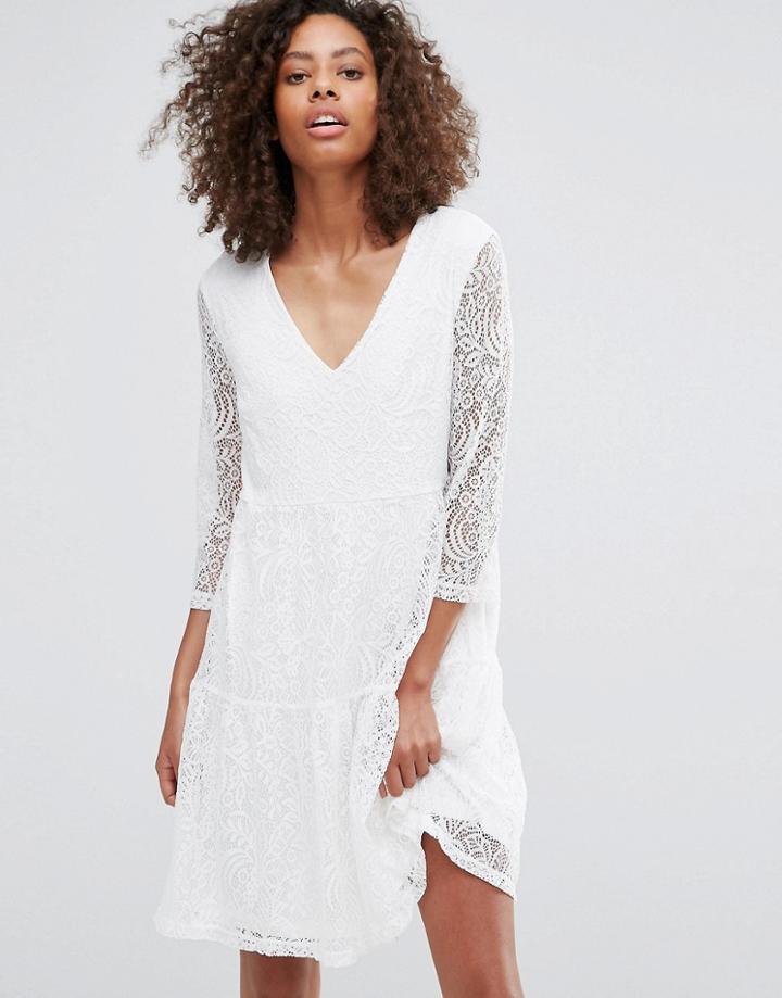 Vila Lace Skater Dress - White