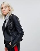 Only Leather Look Biker Jacket - Black