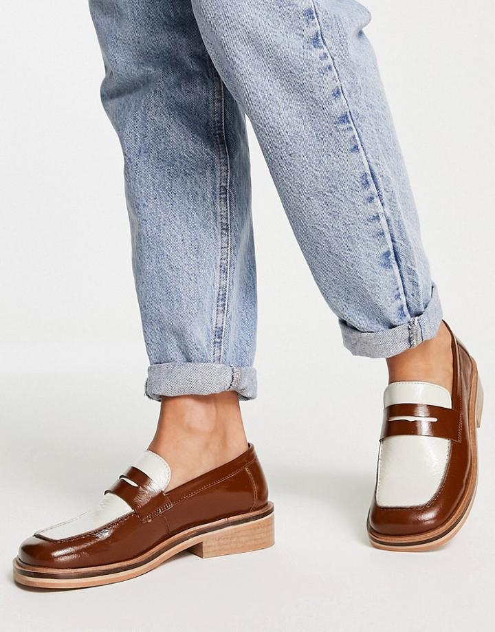 Asos Design Monthly Leather Loafers In Tan Mix-brown