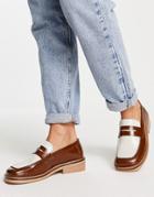 Asos Design Monthly Leather Loafers In Tan Mix-brown