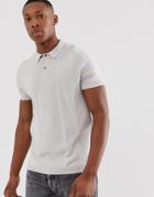 Jack & Jones Premium Knitted Polo With Panel Detail - White