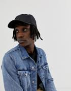 Asos Design 5 Panel Cap In Black Nylon - Black