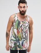 Only & Sons Vest With All Over Floral Sublimation Print - White