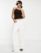 Topshop Low Slung Boyfriend Cotton Blend Jean In Off White - White