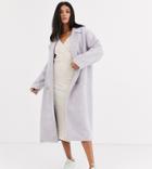 Asos Design Tall Statement Coat With Hero Buttons In Lilac
