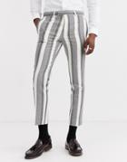 Twisted Tailor Cropped Tapered Suit Pants In Wide Stripe Stone