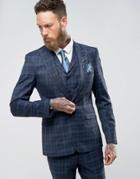 Rudie Super Skinny Blue Check Suit Jacket - Blue