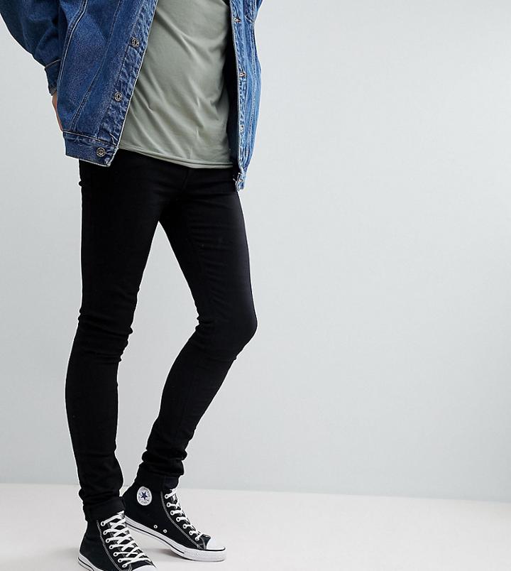 Asos Tall Extreme Super Skinny Jeans In Black - Black