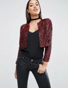 Asos Jacket With Sequin Embellishment - Red