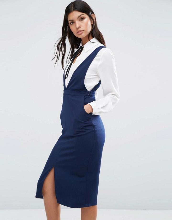 Y.a.s Fear Pinafore Dress - Navy