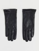 Barney's Originals Real Leather Gloves In Mock Croc-black