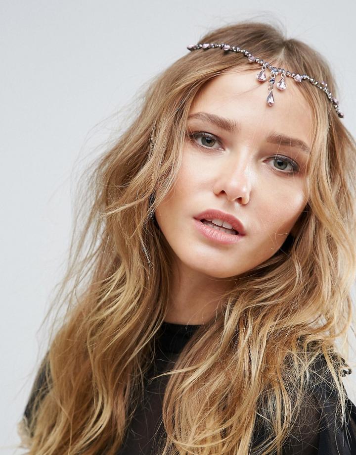 Asos Pretty Crystal Front & Back Hair Clip - Multi