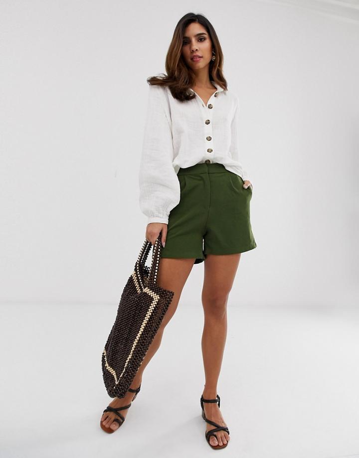 Y.a.s Tailored Shorts In Green - Navy