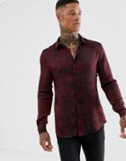 River Island Shirt With Metalic Print In Red - Red