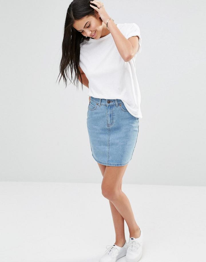 Brave Soul Light Wash Mini Denim Skirt - Light Blue