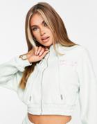 Odolls Collection Sportswear Motif Ruched Side Cropped Hoodie In Mint-green
